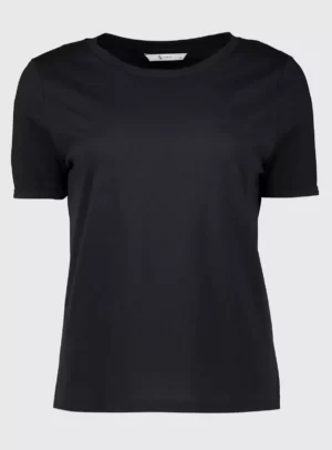 Women Black Regular Fit Crew Neck T-Shirt
